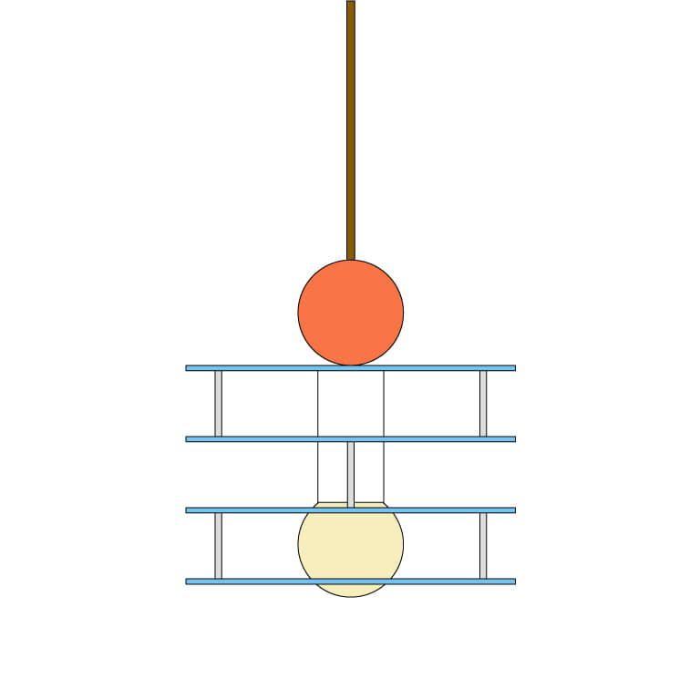 FLASH SALE Ball pendent / 오렌지 볼 + 스카이블루 바디 + 브라운 와이어